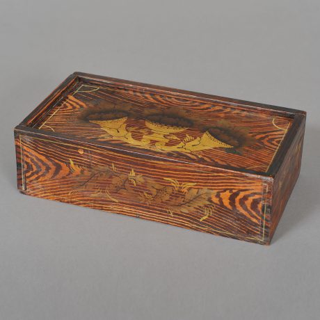 Grain-Painted and Gilt-Stenciled Slide-Lid Box